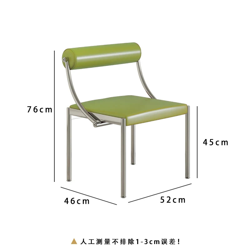 Vintage Designer Dining Chair with Stainless Steel Frame Study Room Seat Bedroom Dressing Table Makeup Stool Home Kitchen Chairs