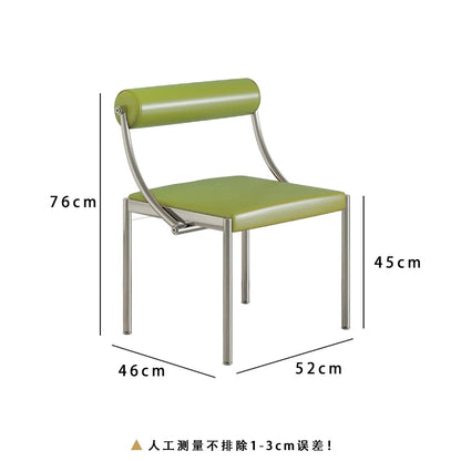 Vintage Designer Dining Chair with Stainless Steel Frame Study Room Seat Bedroom Dressing Table Makeup Stool Home Kitchen Chairs