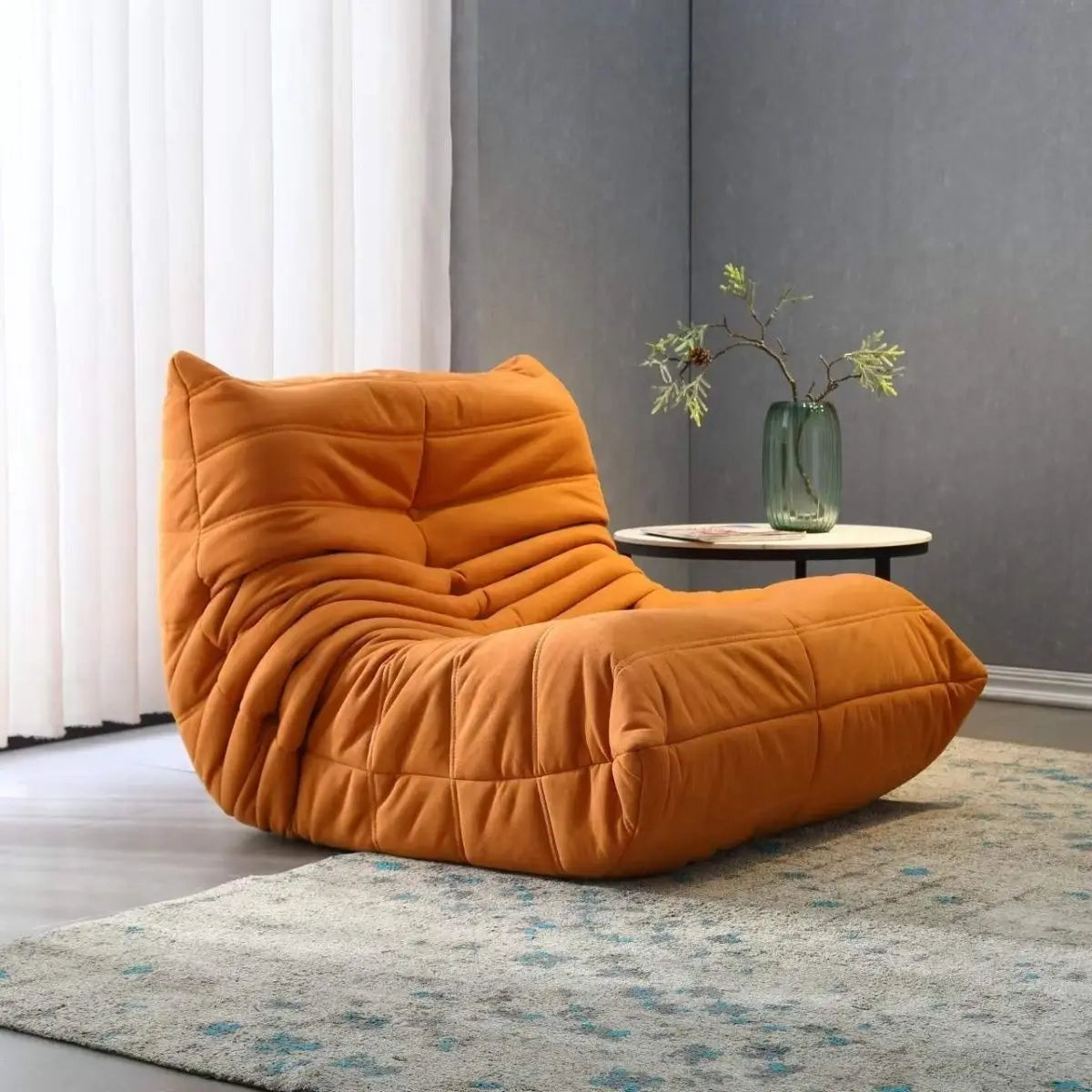Single sofa living room bedroom lazy fabric leather leisure chair small apartment cream wind