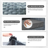 Patio Furniture Set, 5-Piece Outdoor Wicker Conversation Set with All-Weather PE Rattan, Anti-Slip Cushions & Ottomans, Sectiona