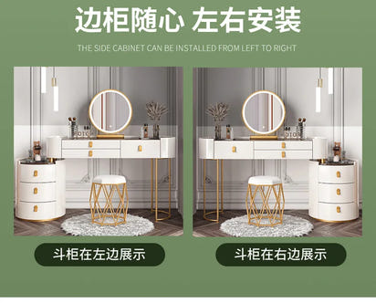 Solid wood new dresser glass bedroom modern simple style light luxury Internet celebrity small makeup table rock slab makeup