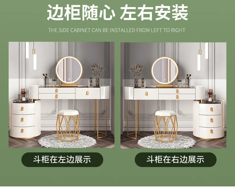 Solid wood new dresser glass bedroom modern simple style light luxury Internet celebrity small makeup table rock slab makeup