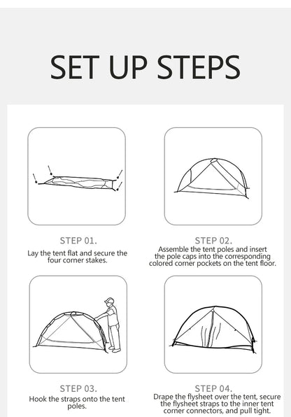 Naturehike Mongar Pro 123 Ultralight Three Season Outdoor Waterproof 20D Nylon Hiking Tent 2 Person Rucksack Camping Riding Tent
