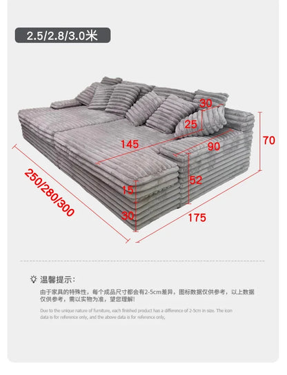 Nordic Style Large Size Sofa Bed Thick Velvet Modern Simple Lazy Design Vacuum Compression Living Room Furniture