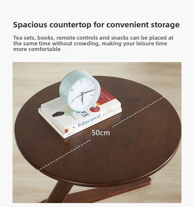 Solid wood small coffee table household living room small round table sofa edge table