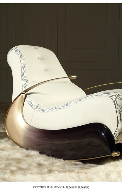 S Modern Italian Light Luxury Rocking Chair Leather Recliner Leisure Chair Single Sofa Rocking Chair