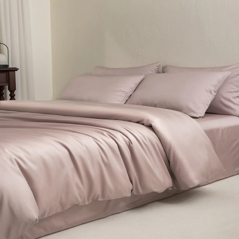 Luxury Bedding Set with Duvet Cover Silk Cotton Duvet Cover Bed Sheet Solid Color bedsheets full set 4 pcs Queen King Size
