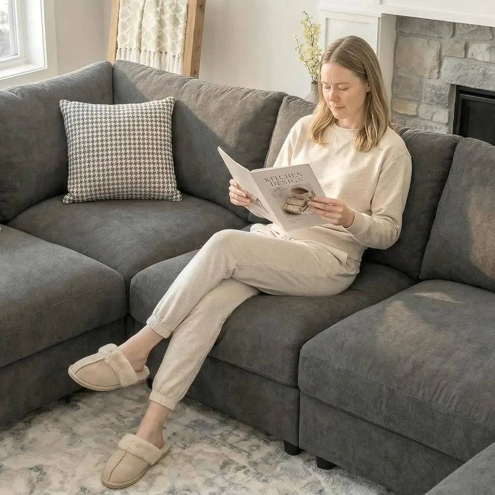 Oversized Velvet Cloud Sectional Sleeper Sofa with Chaise