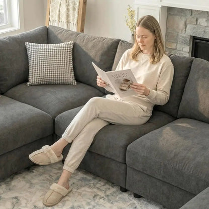 Oversized Velvet Cloud Sectional Sleeper Sofa with Chaise