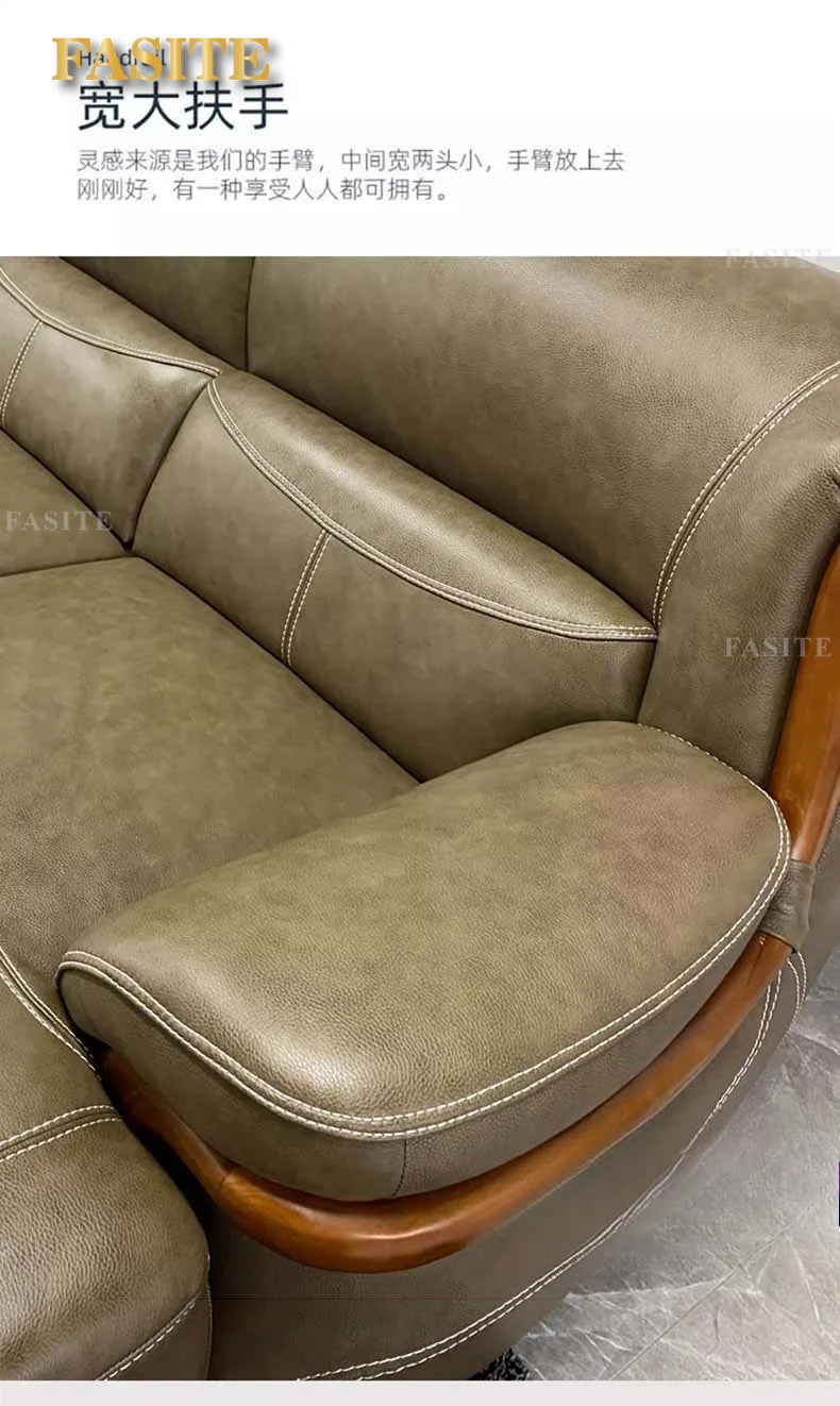 leather sofa modern simple living room combination small apartment Nordic first-layer cowhide princess corner furniture