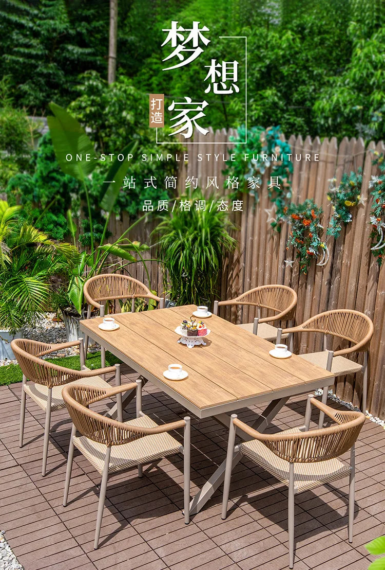 Outdoor table and chair courtyard villa leisure open-air balcony rattan chair Internet celebrity waterproof sunscreen garden