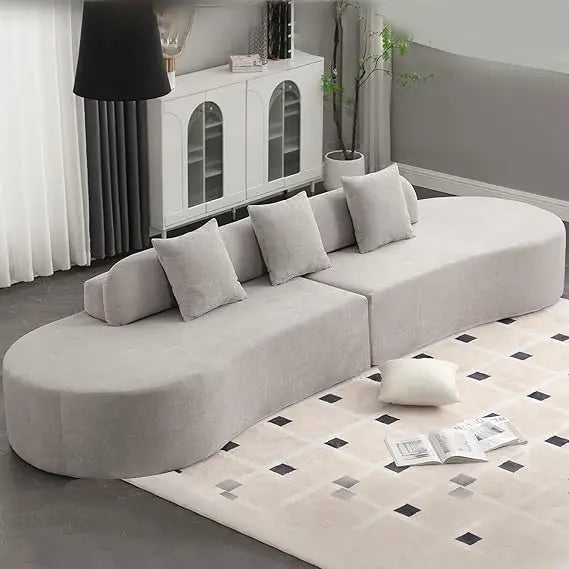 130.5" Curved Sofa, Cloud Sectional Boneless Sofa Couch, 3-Seater Oversized Modern Compressed Lounge Couch for Living Room Apart