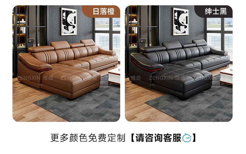 Modern simple living room size apartment combination leather art sofa furniture       FT