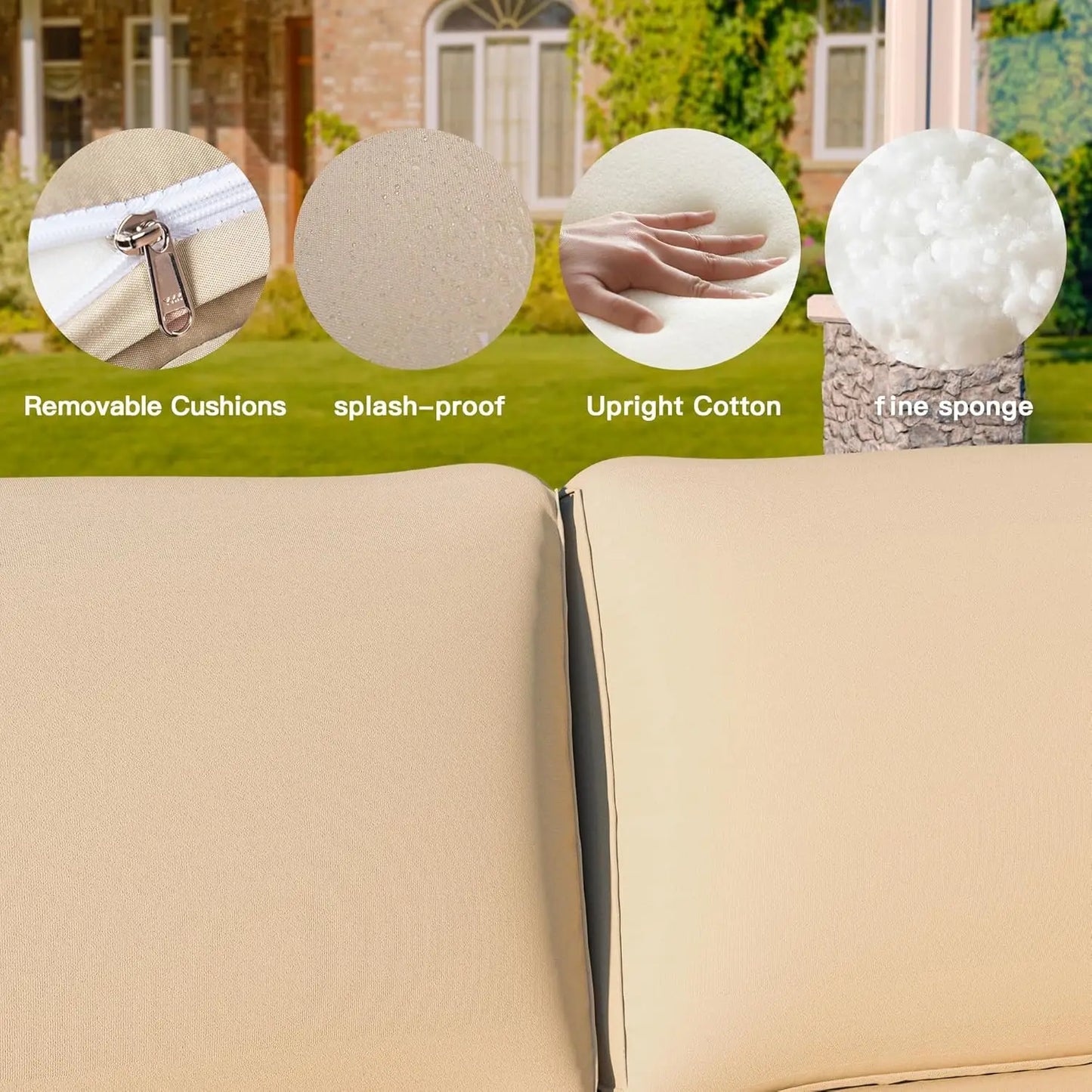 7 Pieces Outdoor Patio Furniture Sets,Wicker Conversation Set Sectional Sofa,Includes 6 All-Weather High Back PE, Customized