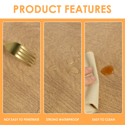 Round Tablecloth Wood Texture Tablecloths Elastic Fitted Home Round Table Cover Waterproof Oil-Proof Reusable Tablecloths