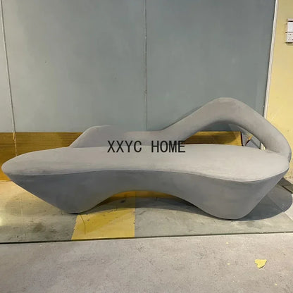Italian Simple Fabric Leather Sofa Living Room and Sample Room Lobby Reception Arc Moon Sofa