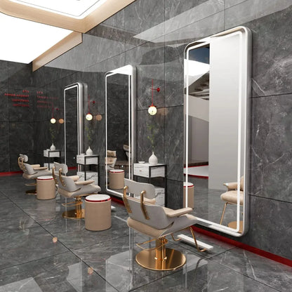 3PCS Professional LED Light Hair Salon Mirror - Large Modern Single-Sided Dressing Station for Barbershop  Styling