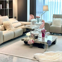 "Italian Minimalist Coffee Table - Calacatta Gold Vein Marble Square, Customizable Luxury for Small/Large Living Rooms"