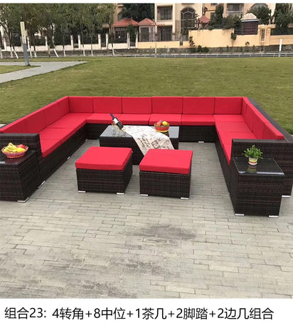 Terrace Modern Garden Sofas Outdoor Combination Courtyard Nordic Garden Sofas Waterproof Pe Rattan Furniture Sofá Jardín MHHYSF