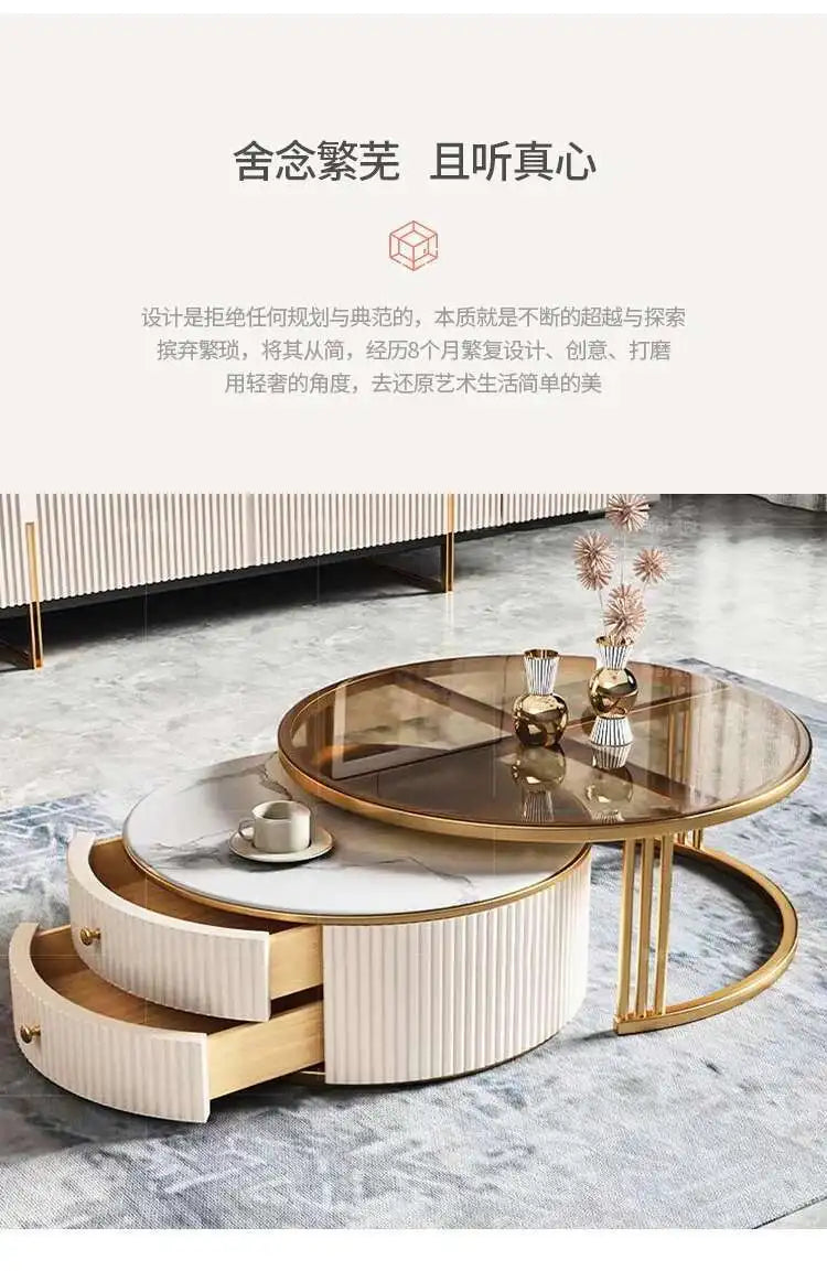 Nordic Luxury Coffee Tables Living Room Korea Beautiful Cute Side Table Marble Effect Glass Mesa De Centro De Sala Furniture