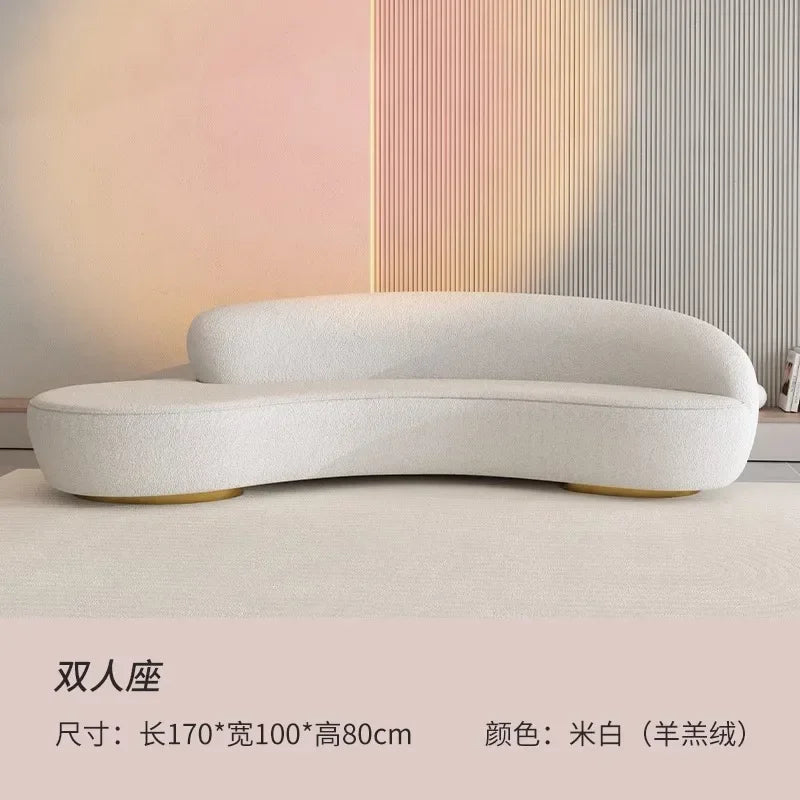 Cream wind light luxury beauty salon living room small apartment creative curved clothing store rest area reception sofa Interne
