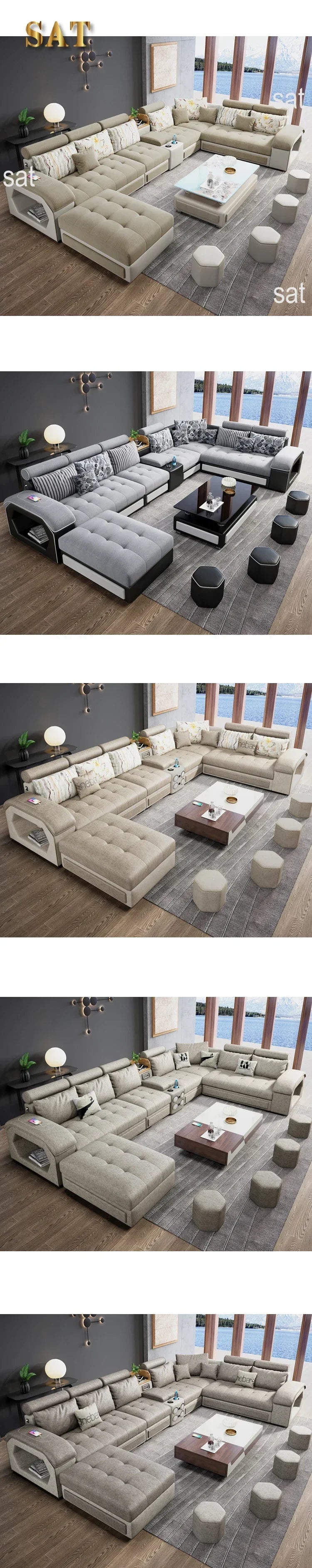 For Modern Sectional Sofas Cum Bed Couch Living Room Sofa Set Home Furnture Luxury U Shaped Corner Sofa Set 7 Seater