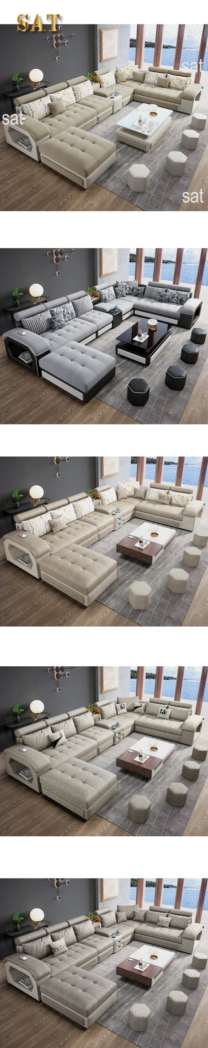 For Modern Sectional Sofas Cum Bed Couch Living Room Sofa Set Home Furnture Luxury U Shaped Corner Sofa Set 7 Seater