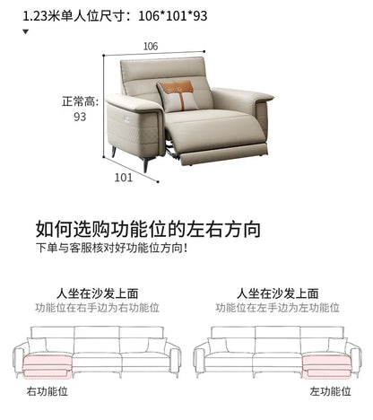 Vintage European Reclining Sofa Leather Office Designer Italiano Couch Adjustable Height Adults Sofa Inflavel Indoor Furniture