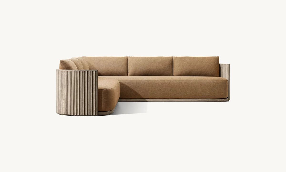 Outdoor garden furniture Custom garden patio teak sectional sofa set Waterproof fabric sofa  table and chair covers wood frame