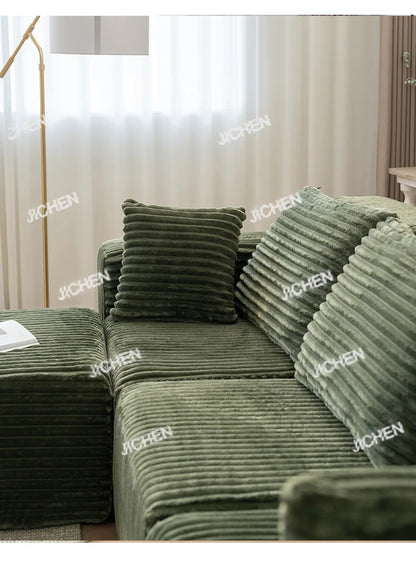 XJQC Living Room Compression Sofa Corduroy Combination Module Modular L-shaped Multifunctional Boneless Compression Sofa Chair