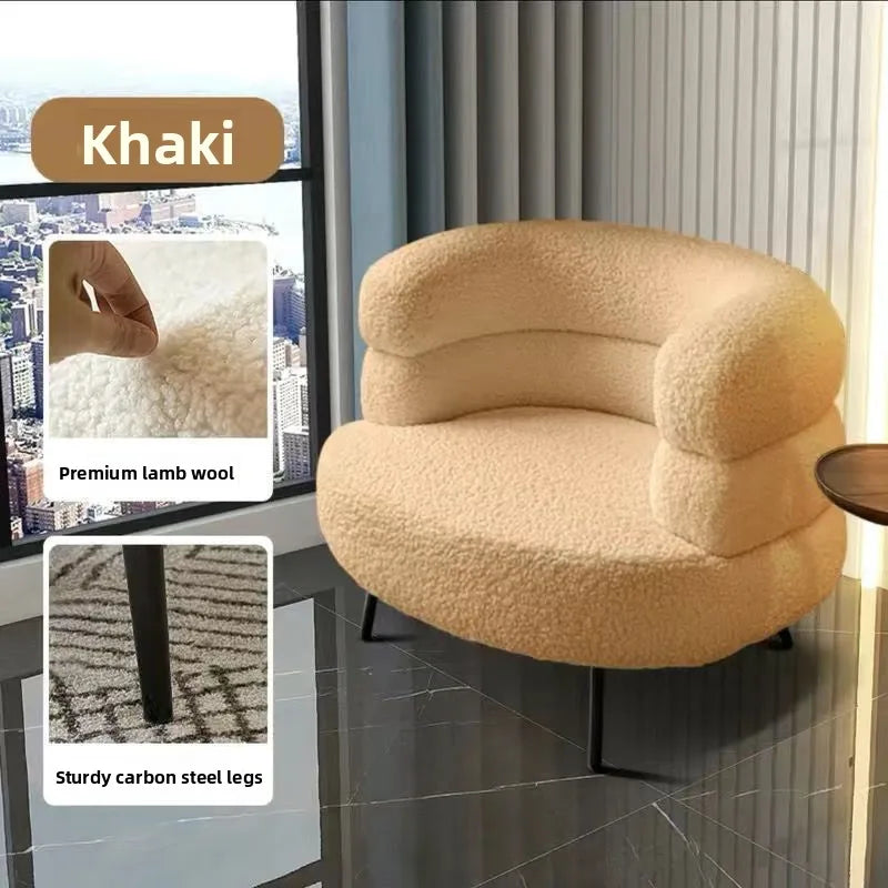 Bohemian Fluffy Accent Chair Modern Lamb Wool Lounge Chaise Plush Single Sofa for Small Space  Luxury Vanity Stool for Bedroom