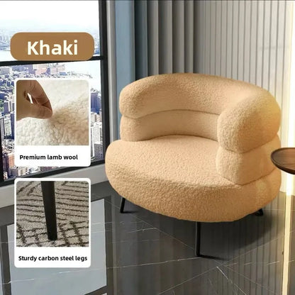 Bohemian Fluffy Accent Chair Modern Lamb Wool Lounge Chaise Plush Single Sofa for Small Space  Luxury Vanity Stool for Bedroom