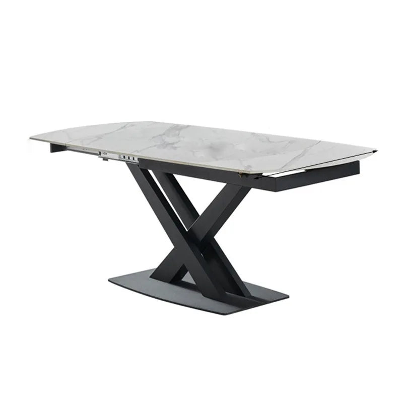 Italian minimalist light luxury multi-functional rock slab dining table combination size rectangular telescopicrotatinghousehold