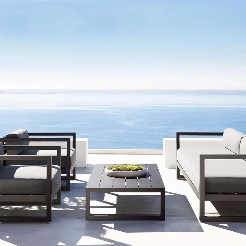 Outdoor Aluminum Alloy Sofa Four Piece Set,Terrace Garden Bar Waterproof Sofa Furniture Set outdoor furniture set sectional sofa