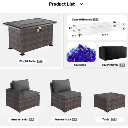 [Free ShippingBuy Now!]13-piece outdoor patio furniture set with 43