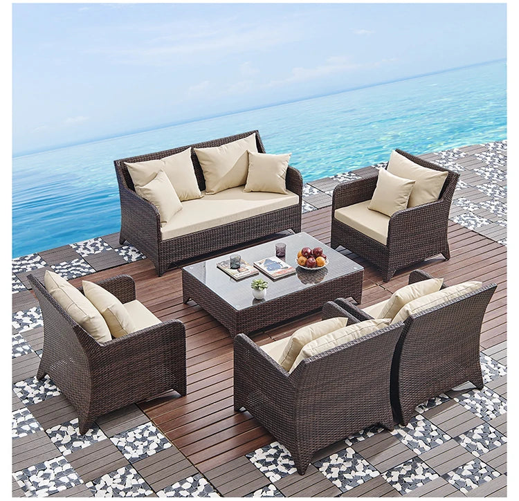 Wicker outdoor imitation rattan leisure living room courtyard balcony furniture sales office outdoor display negotiation sofa