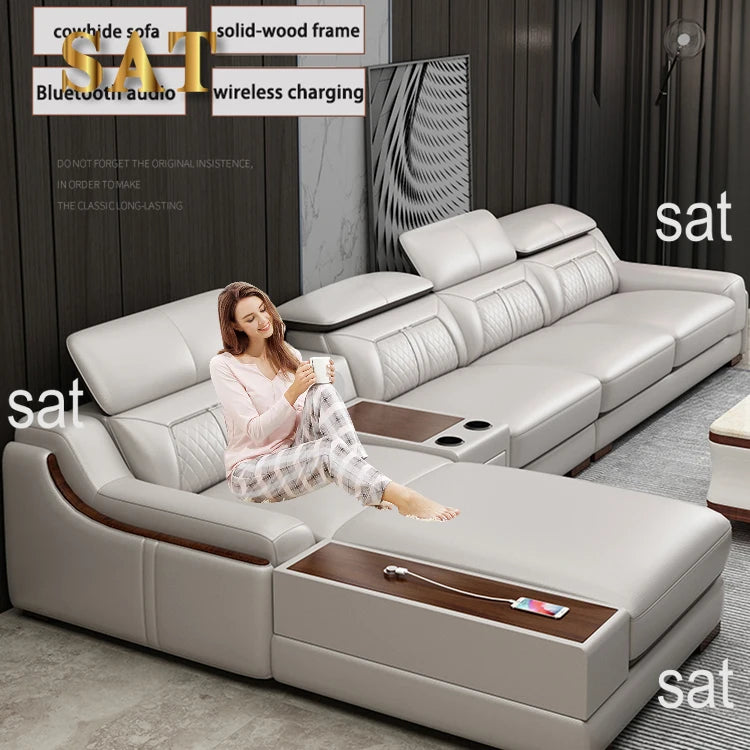 #For New Design Modern Simple Living Room Luxury Leather Sofa Set Hotel Apartment Multi-functional Corner Sofa Combination*