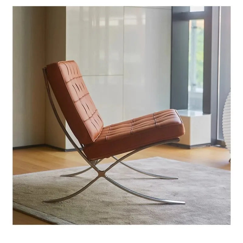 Nordic leather sofa chair light luxury modern single chair living room balcony leisure chair