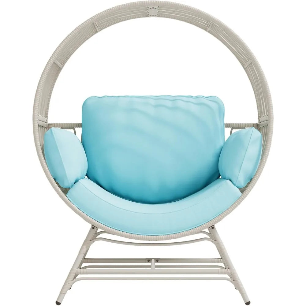 Egg Chair Outdoor Indoor, Oversized Rattan Chair with Thicken Cushion, 510LBS Capacity Wicker Patio Lounge Chair