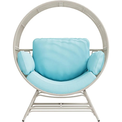 Egg Chair Outdoor Indoor, Oversized Rattan Chair with Thicken Cushion, 510LBS Capacity Wicker Patio Lounge Chair