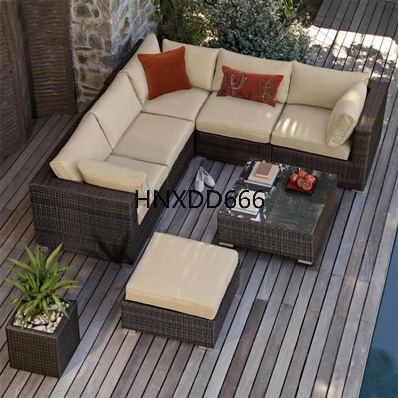 Outdoor sofa combination courtyard garden balcony leisure rattan chair