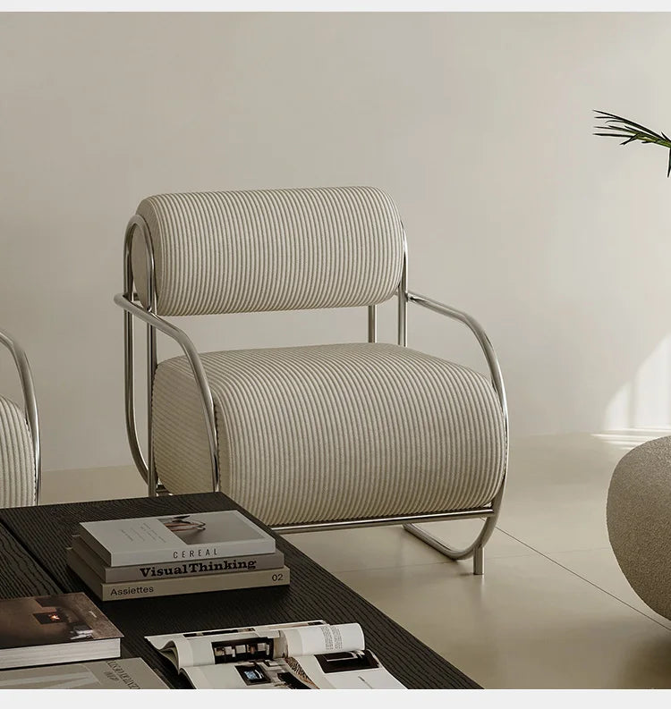 Antique Designer Single Sofa Chair Modern Simple Creative Leisure Chair Living Room Balcony Stainless Steel Leisure Chair