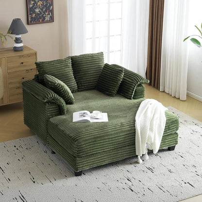 Lounge Chair, 56" Oversized Reading Chair Corduroy Chaise Sofa Recliner Bed Upholstered Comfy Sleeper Couch with, Customized