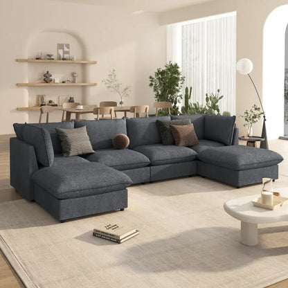 Modern Large U-Shape Sectional Sofa, 2 Large Chaise with Removable for Living Room