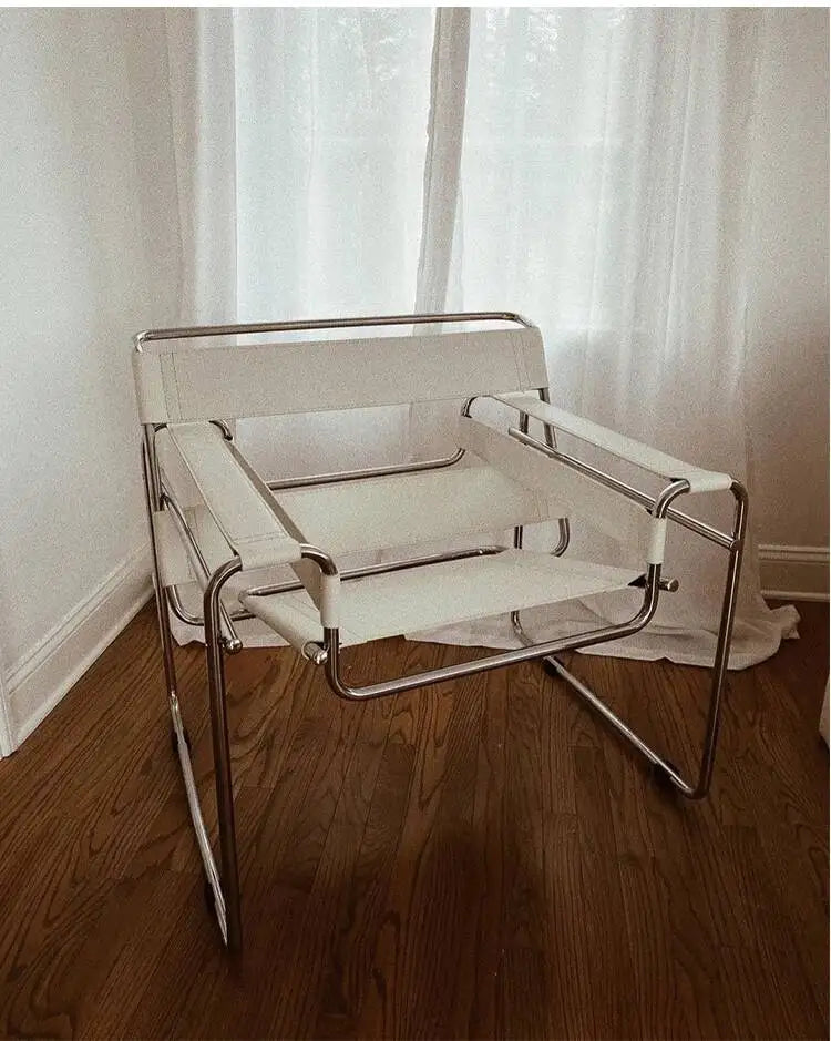 Vasily Chair Designer Celebrity Reclining Chair Medieval Leisure Sofa Stainless Steel Saddle Leather Living Room Chair
