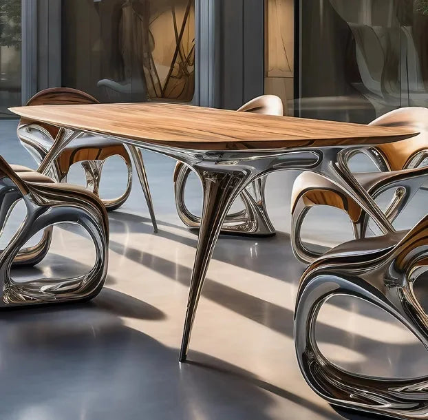 Modern FRP special-shaped curved dining table coffee table commercial space office hotel high-end technology creative table