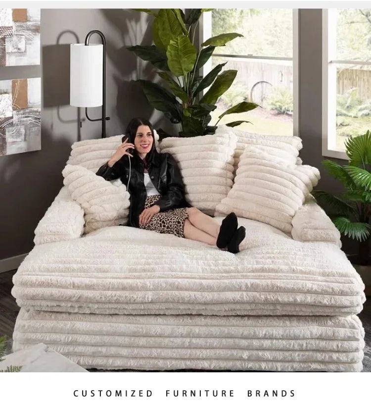 Nordic Sofabed Vacuum Compression Sofa Bed Modern Simple Lazy Sofa Bed  Thick Strip Velvet Large Sofa Bed Living Room Furniture