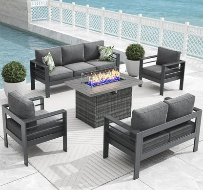 5 Pieces Modern Aluminum Patio Furniture