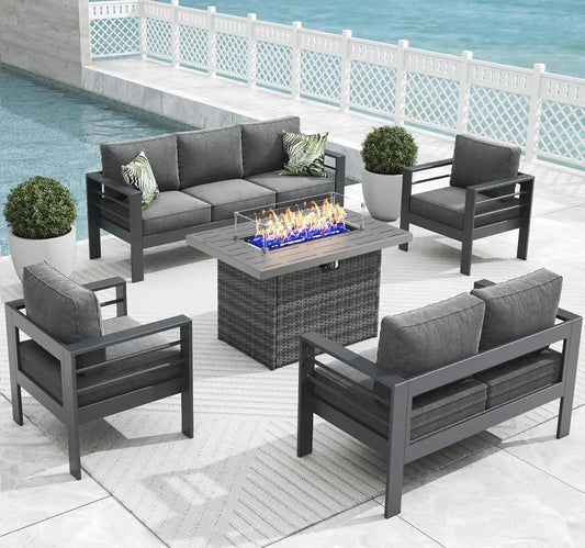 5 Pieces Modern Aluminum Patio Furniture