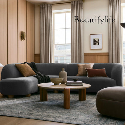 Nordic simple curved fabric lamb wool sofa Italian light luxury creative living room corner sofa